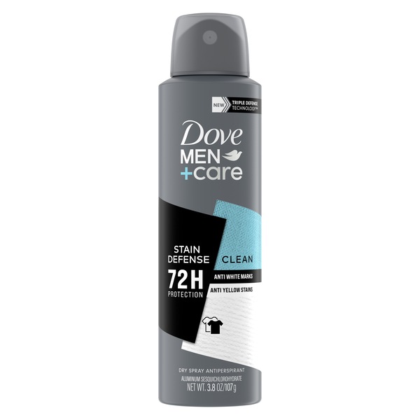 Dove Men+Care 72-Hour Stain Defense Antiperspirant Dry Spray, Clean