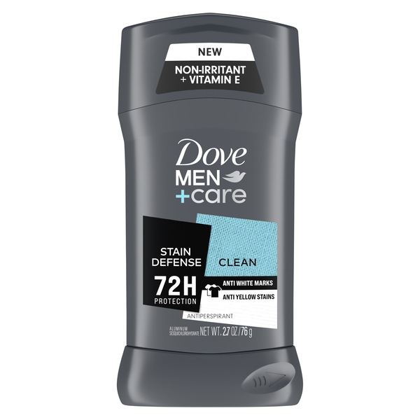 Dove Men+Care 72-Hour Stain Defense Antiperspirant Stick, Clean