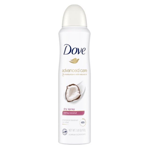 Dove Advanced Care 48-Hour Antiperspirant & Deodorant Dry Spray, Caring Coconut, 3.8 OZ