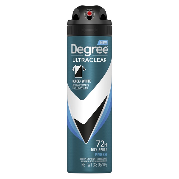 Degree Ultraclear 72-Hour Black + White Antiperspirant & Deodorant Dry Spray, Fresh, 3.8 OZ
