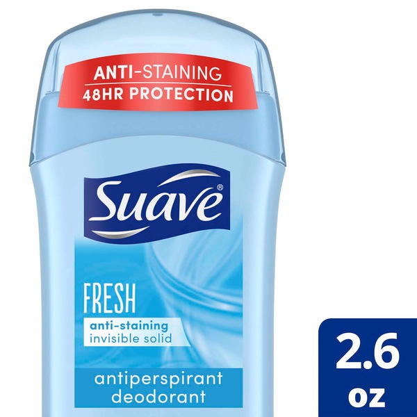 Suave 48-Hour Anti-Staining Antiperspirant & Deodorant Stick, Fresh, 2.6 OZ