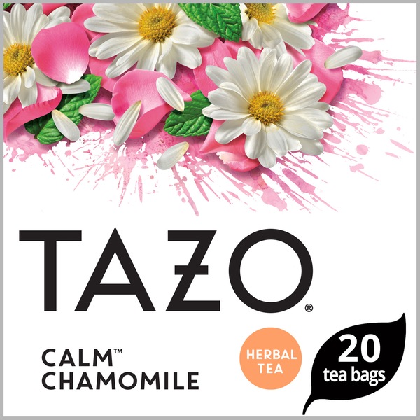 Tazo Herbal Caffeine-Free Calm Chamomile Tea Bags For a Calming Beverage, 20 ct