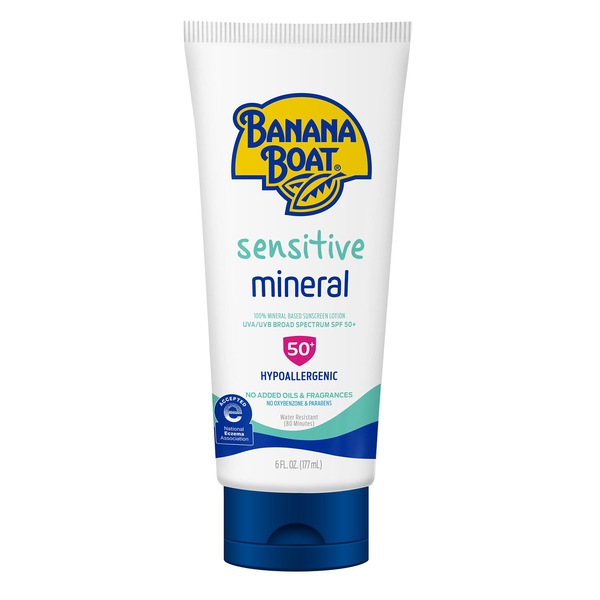 Banana Boat Sensitive Mineral SPF 50 Sunscreen Lotion, 6 OZ