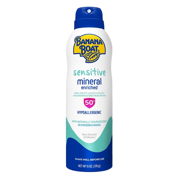 Banana Boat Sensitive Mineral Enriched SPF 50 Sunscreen Spray, 6 OZ