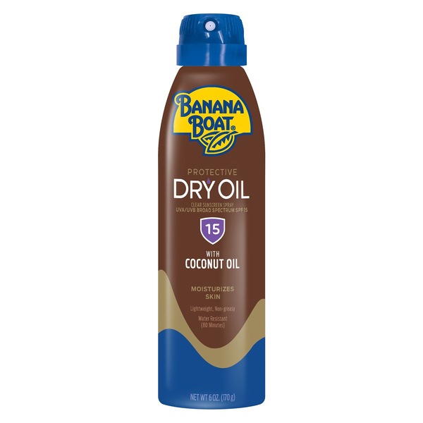 Banana Boat Dry Oil SPF 15 Clear Sunscreen Spray, 6 OZ