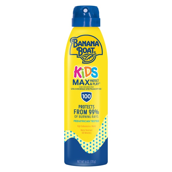 Banana Boat Kids Max Protect & Play Sunscreen Spray, SPF 100, 6 OZ