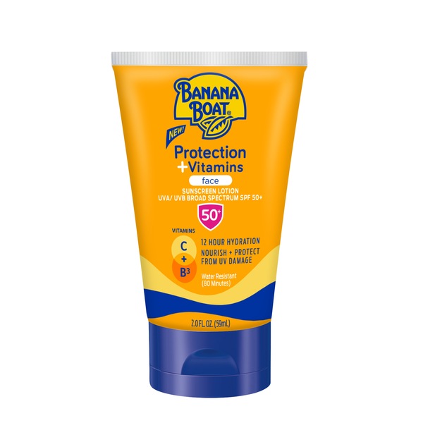 Banana Boat Protection + Vitamins Moisturizing Sunscreen Lotion for Face SPF 50, 2 OZ