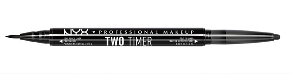 NYX Professional Makeup Two Timer - Delineador de ojos de doble punta, Jet Black