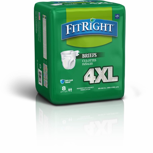 Fit Right Bariatric Adult Briefs with dryness enhancement & odor protection, 4 XL