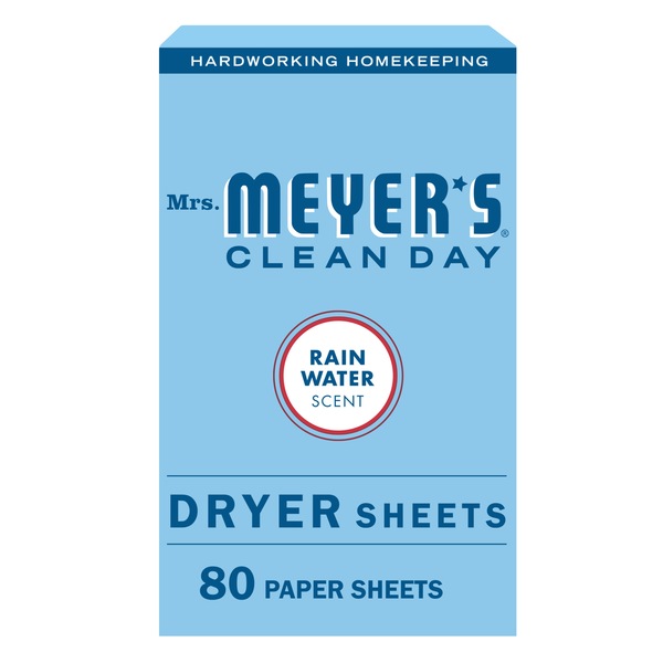 Mrs. Meyer's Clean Day Dryer Sheets, Rain Water, 80 ct