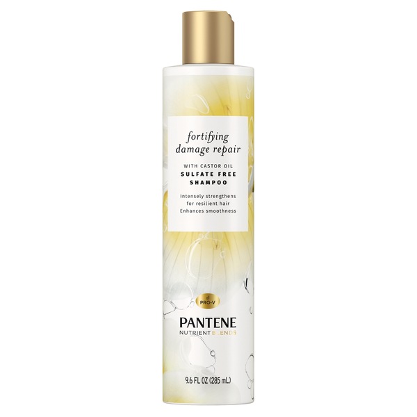 Pantene Nutrient Blends Strengthening Damage Repair Shampoo with Castor Oil, 9.6 OZ