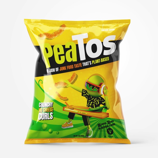 PeaTos Plant-Based Crunchy Vegan Cheese Curls, 4 oz