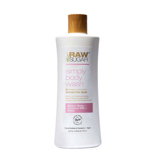 Raw Sugar Sensitive Skin Body Wash, Beach Rose + Coconut Milk, 25 OZ
