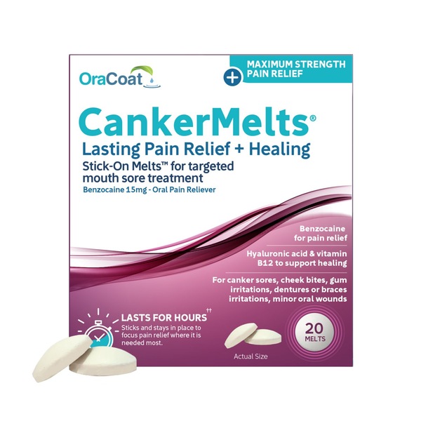 CankerMelts Lasting Pain Relief + Healing Stick-on Melts, 20 CT