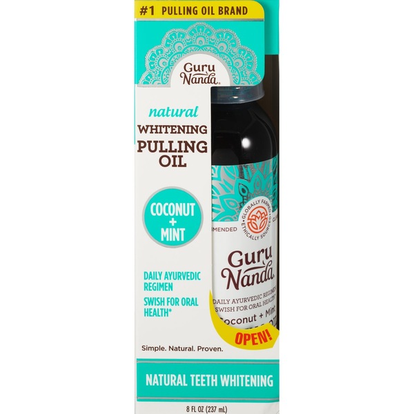 Guru Nanda Natural Whitening Pulling Oil, Coconut + Mint, 8 OZ