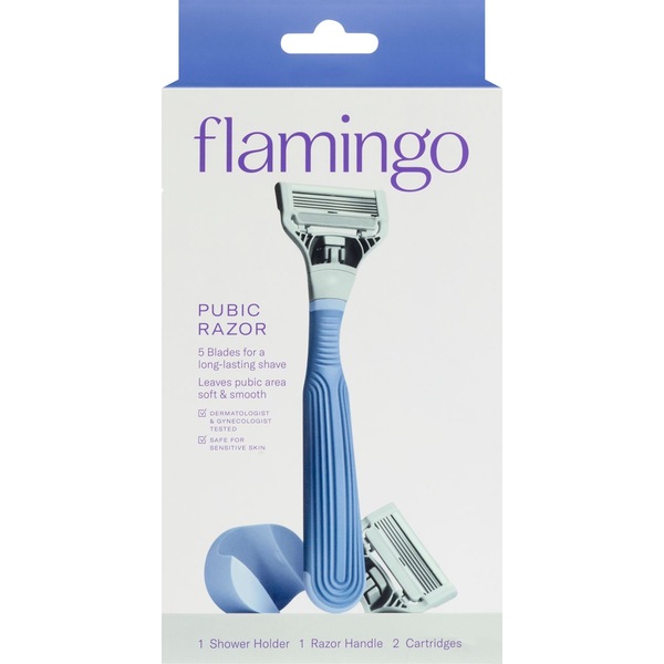 Flamingo 5-Blade Pubic Razor + 2 Razor Blade Refills