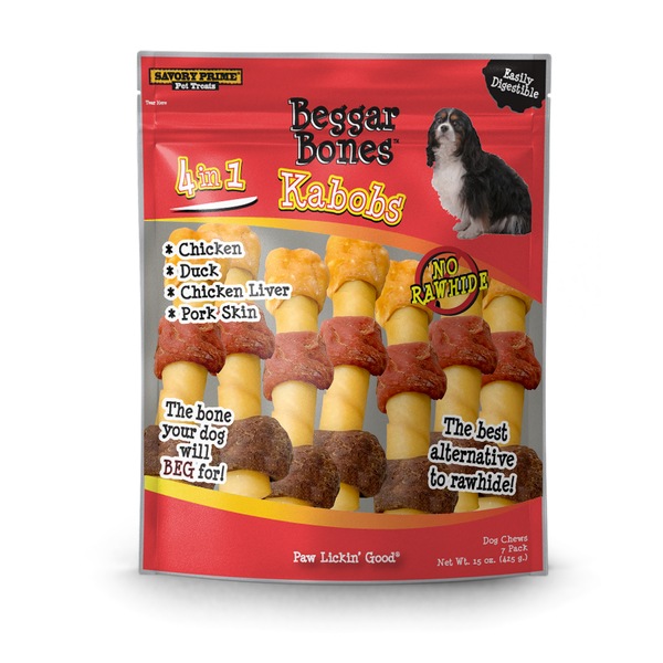 Savory Prime Pet Treats Beggar Bone Kabobs, 5", 7ct