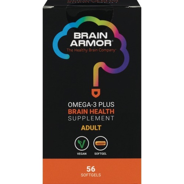 Brain Armor Omega-3 Plus Brain Health Supplement Vegan Softgels