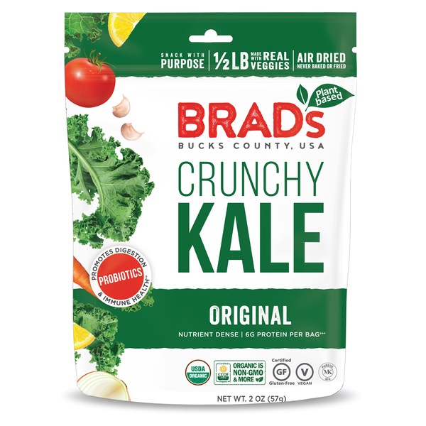 Brad's Plant Based Organic Crunchy Kale, Original with Probiotics, 2 oz