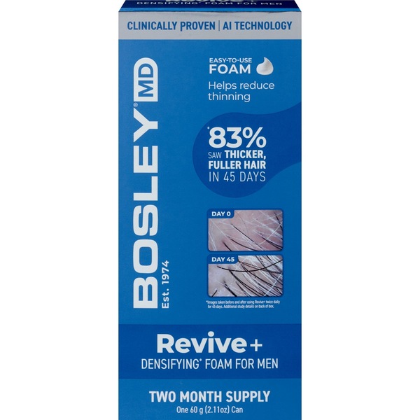BosleyMD Mens Revive+ Densifying Foam for Hair Regrowth, 2 Month Supply