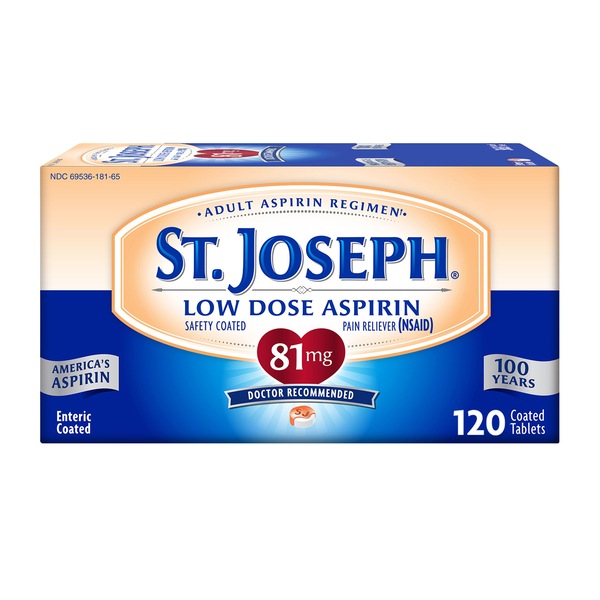 St. Joseph Low Dose Aspirin 81 MG Enteric Coated Tablets
