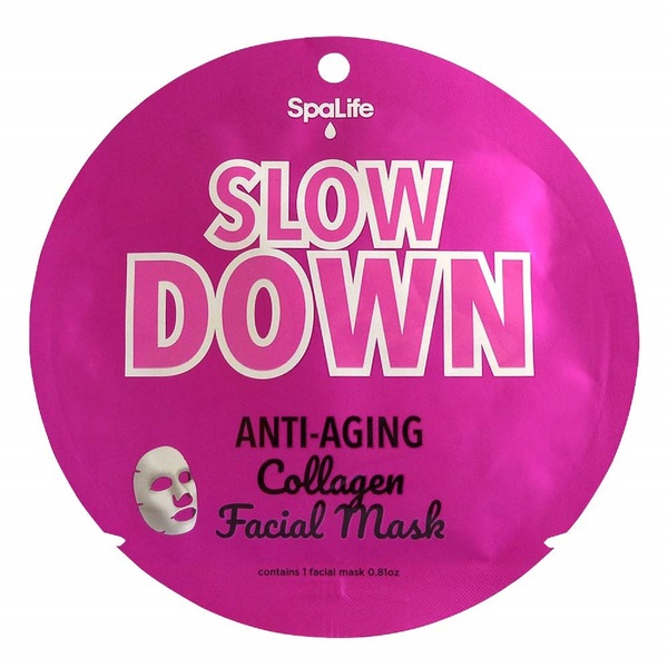 Spa Life Slow Down Anti-Aging Collagen Facial Mask, 10CT