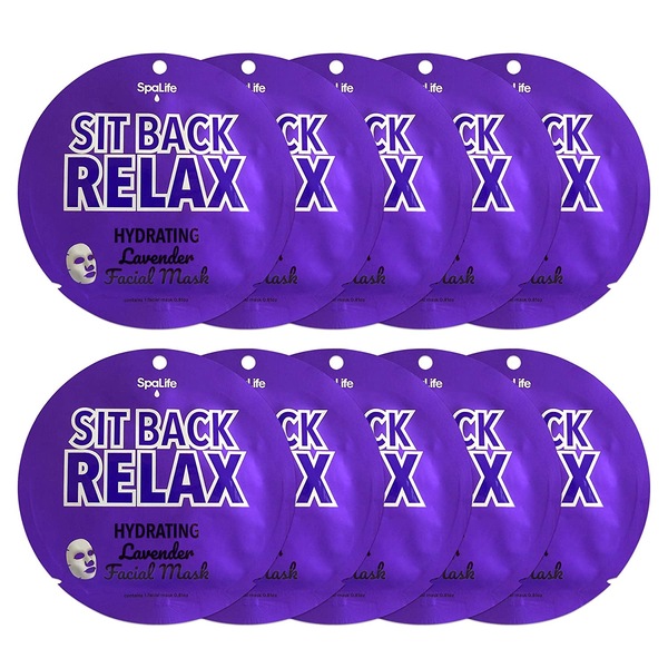 Spa Life Sit Back Relax Hydrating Lavender Facial Mask, 10CT