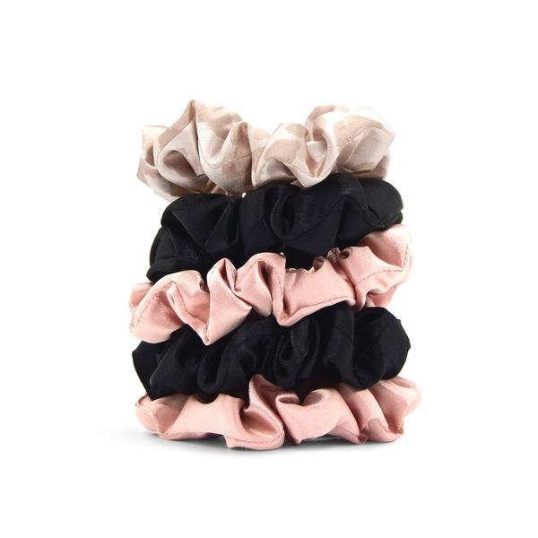 Kitsch Assorted Satin Sleep Scrunchies, Assorted Colors, 5 CT