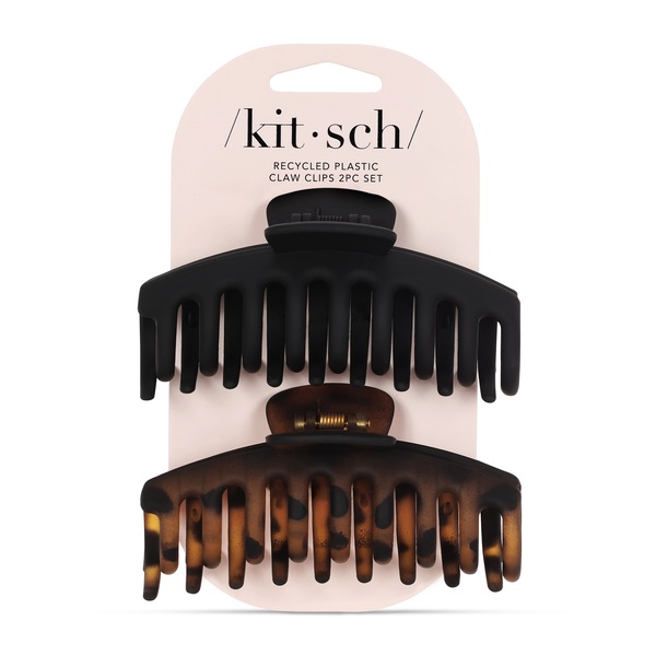 Kitsch Recycled Plastic Claw Clips, Black/Brown, 2 CT