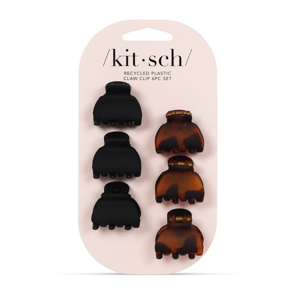 Kitsch Recycled Plastic Claw Clip, Black/Brown, 6 CT