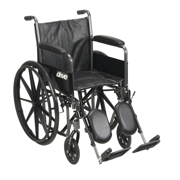 Drive Medical Silver Sport 2 Wheelchair with Detachable Full Arms and Elevating Leg Rests