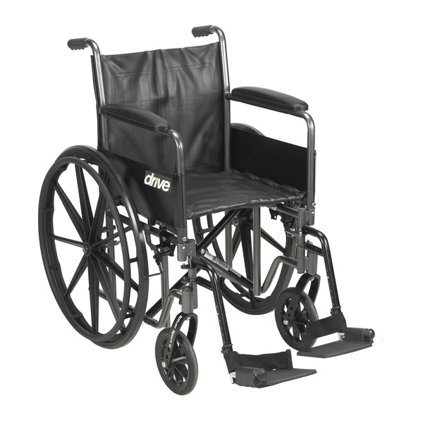 Drive Medical Silver Sport 2 Wheelchair with Detachable Full Arms and Swing away Footrests, 16" Seat