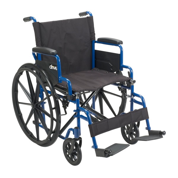 Drive Medical Blue Streak Wheelchair with Flip Back Desk Arms and Swing Away Footrests