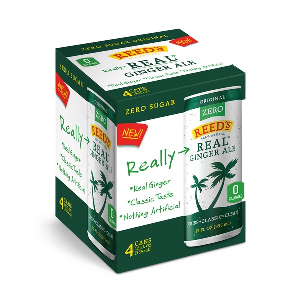 Reed's Zero Sugar Ginger Ale, Cans, 4 ct, 12 oz