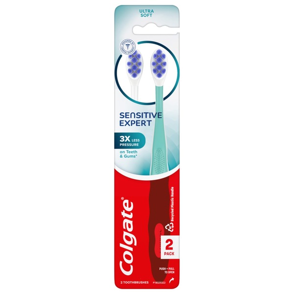Colgate Sensitive Expert Toothbrush, Ultra Soft Bristle, 2 CT