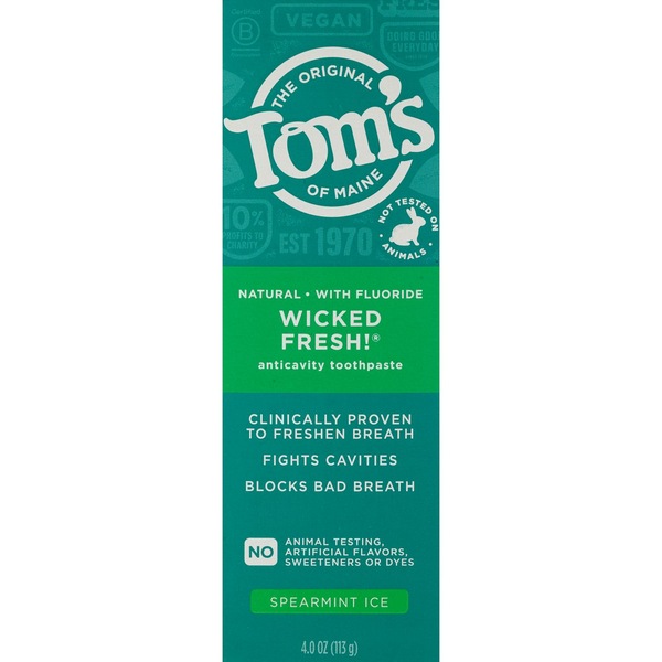 Tom's of Maine Wicked Fresh Fluoride Anticavity Toothpaste, Spearmint Ice, 4.7 OZ