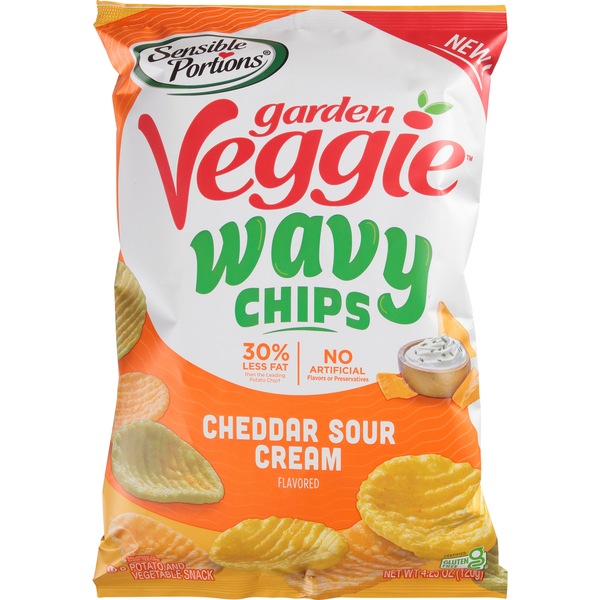Sensible Portions Cheddar Sour Cream Garden Veggie Wavy Chips, 4.25 oz