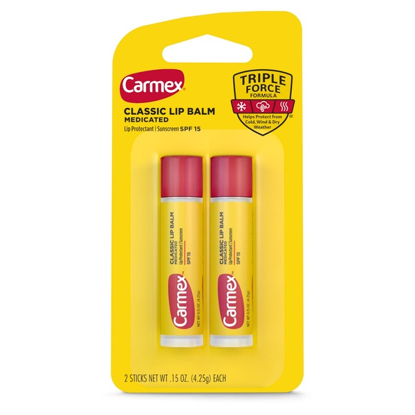 Carmex Medicated Lip Balm Sticks, 0.15 OZ, 2-Pack