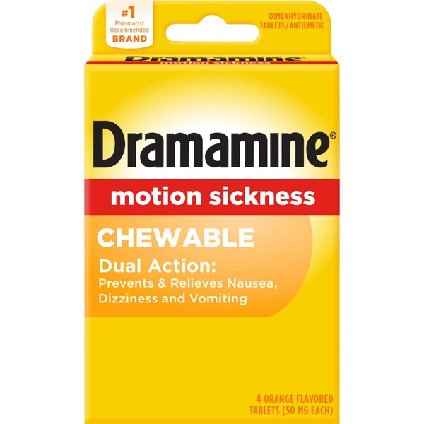 Dramamine Motion Sickness Relief Chewable Formula, 4 CT