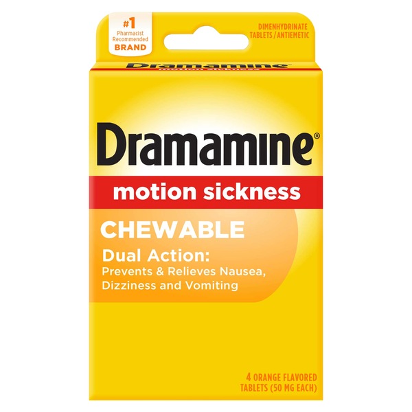 Dramamine Motion Sickness Relief Chewable Formula, 4 CT