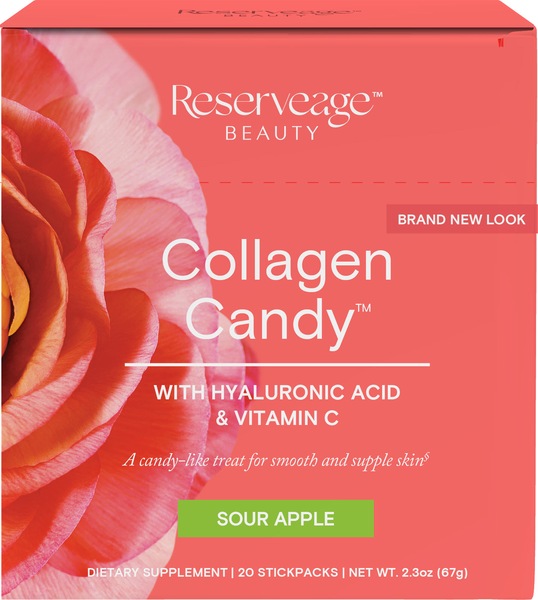 Reserveage Sour Apple Collagen Candy Sticks, 20CT