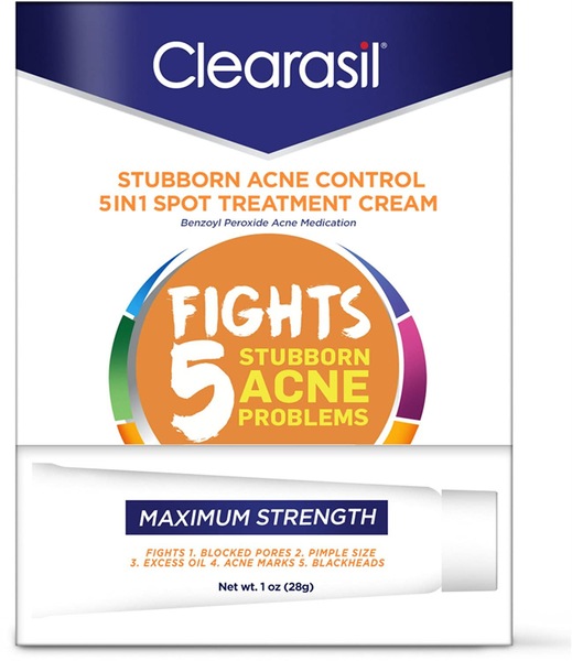 Clearasil Stubborn Acne 5 In 1 Spot Treatment Cream, 1 OZ