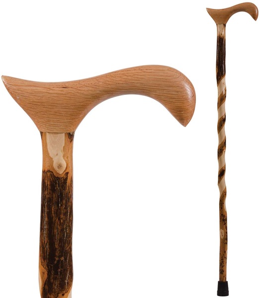 Brazos Twisted Hickory Derby Handcrafted Wood Walking Cane