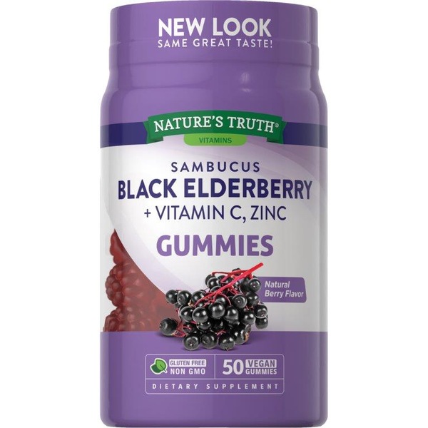 Nature's Truth Sambucus Black Elderberry + Vitamin C & Zinc Gummies, 50 CT