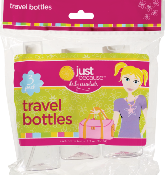 Just Because Daily Essentials - Botellas para viaje, 3 u.