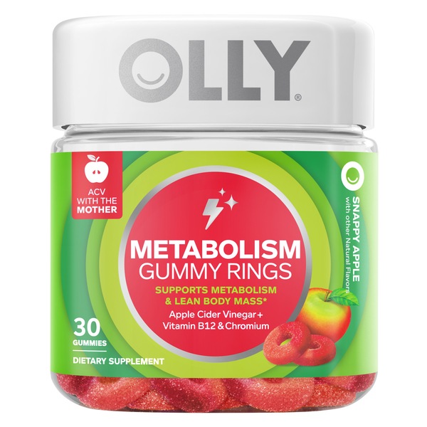 Olly Metabolism Gummy Rings Snappy Apple Flavor, 30 CT