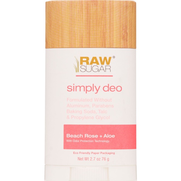 Raw Sugar Simply Deo Deodorant, Beach Rose + Aloe