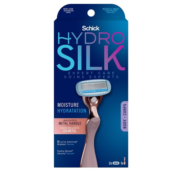 Schick Hydro Silk Metal Handle 5-Blade Razor Blade + 2 Razor Blade Refills