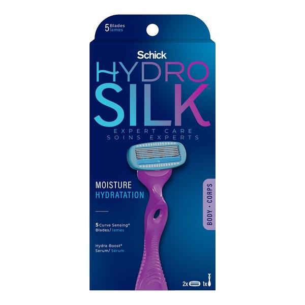 Shick Hydro Silk Moisture Care 5-Blade Razor + 2 Razor Blade Refills