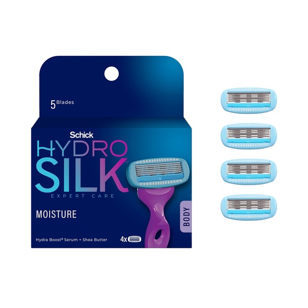 Schick Hydro Silk Moisture Care 5-Blade Razor Blade Refills, 4 CT